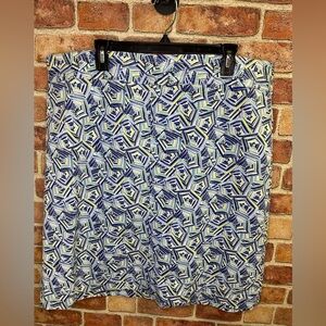 Talbots Geometric Blue and Yellow Skirt